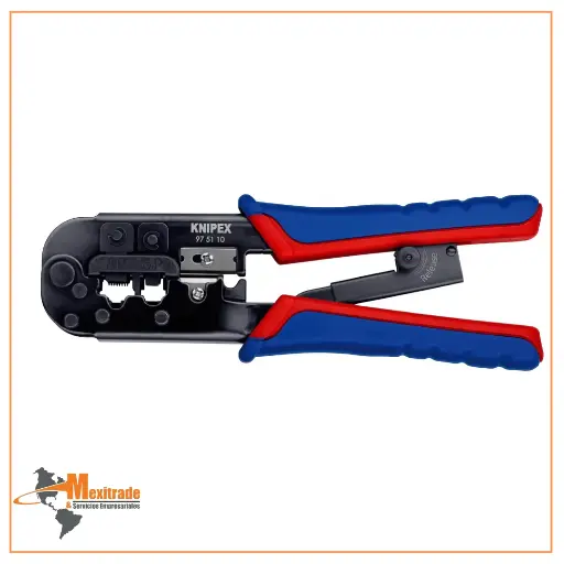 [97 51 10 SB] Knipex 97 51 10 SB – Pinza para ponchar terminales Western, 190 mm, con fundas ergonómicas de dos componentes y acabado bruñido
