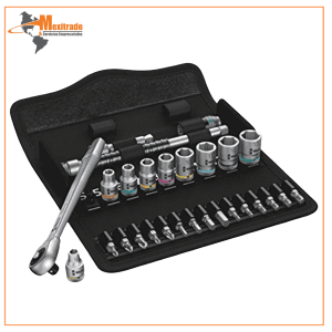 Juego de carraca metálica 8100 SA 7 Zyklop con cuadrado de inserción Wera