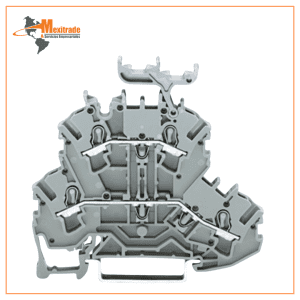 Borna de doble piso, borna de tierra/de paso L/L, con porta etiquetas  WAGO