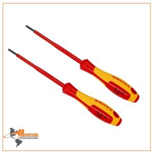 Desarmador KNIPEX 98 20 30 para tornillos ranurados, mango aislante dos componentes, 202 mm