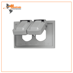 Placa para Contacto Dúplex con 2 Tapas de Intemperie (Gris)