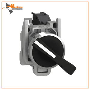 Selector Negro Ø22 mm Mango Largo 3 Posiciones – 2 NA