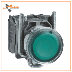 Pulsador Verde Luminoso Ø 22 - retorno resorte nivelado - 250 V - 1 NA + 1 NC